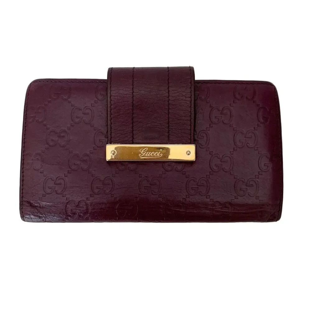 Gucci Women’s monogram guccissima purple leather wallet long authentic with COA - Picture 1 of 7
